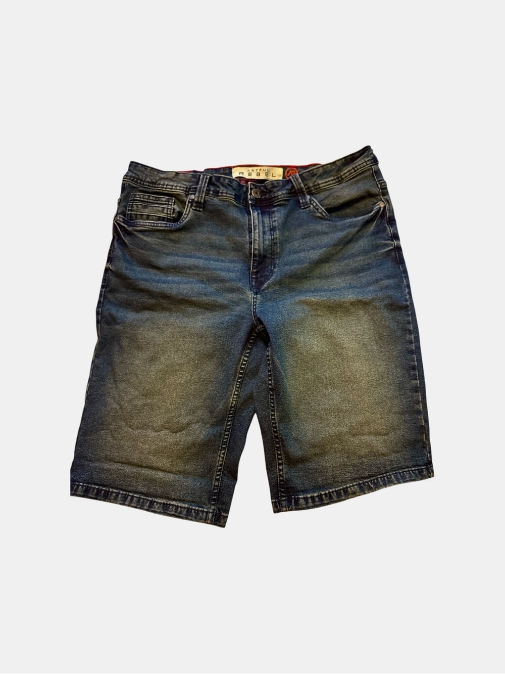 Artful Rebel Denim Shorts Men’s 36 Blue Stretch Jean Shorts 12” Inseam
